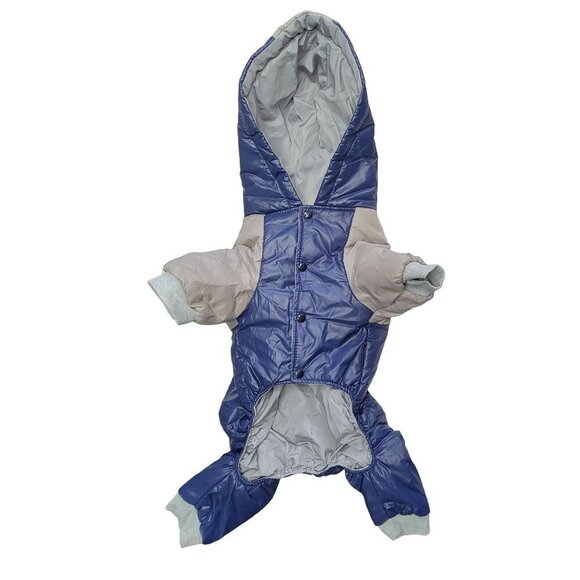 Miaododo Pet Outerwear 2XL Blue Gray Hooded Cotton Insulated Windproof Coat - Picture 7 of 11